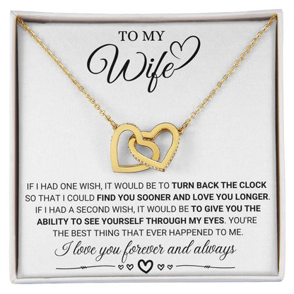 To My Wife Necklace from Husband - Sweet Anniversary Jewelry - Interlocking Hearts Necklace