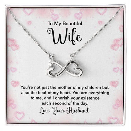To My Beautiful Wife Necklace - Perfect Romantic Surprise from Husband for Anniversary, Birthday & Valentine’s Day - Endless Love Necklace
