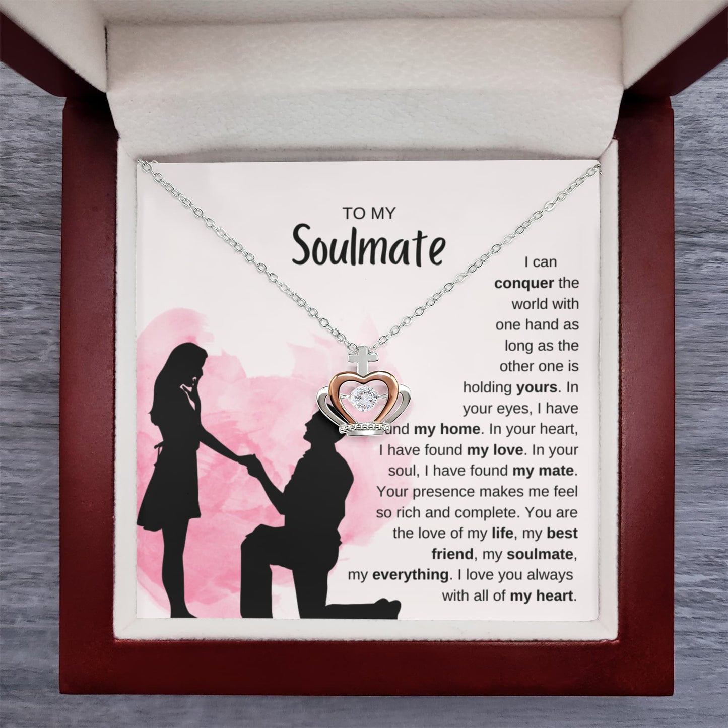 To My Soulmate Necklace - Unique Soulmate Gift for Her for Birthdays & Surprise Moments - Crown Pendant Necklace
