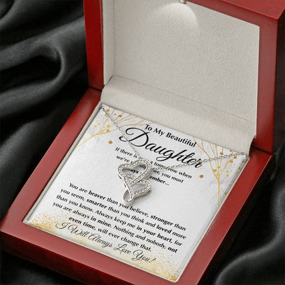 To My Daughter Necklace – Daughter Graduation & Birthday Present – Heart-to-heart Pendant Necklace