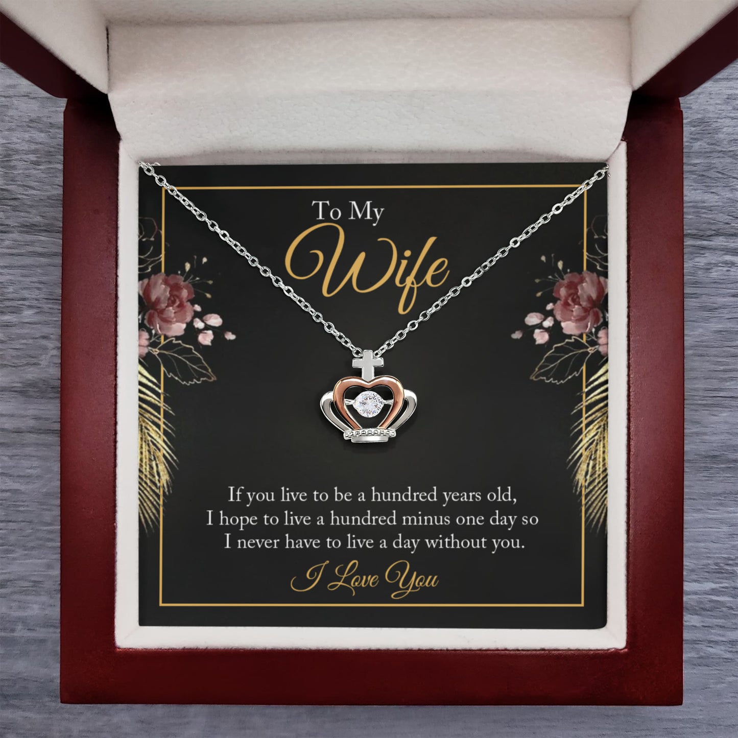 To My Wife Necklace - Meaningful Jewelry from Husband for Christmas, Anniversary & Valentine’s Day - Crown Pendant Necklace