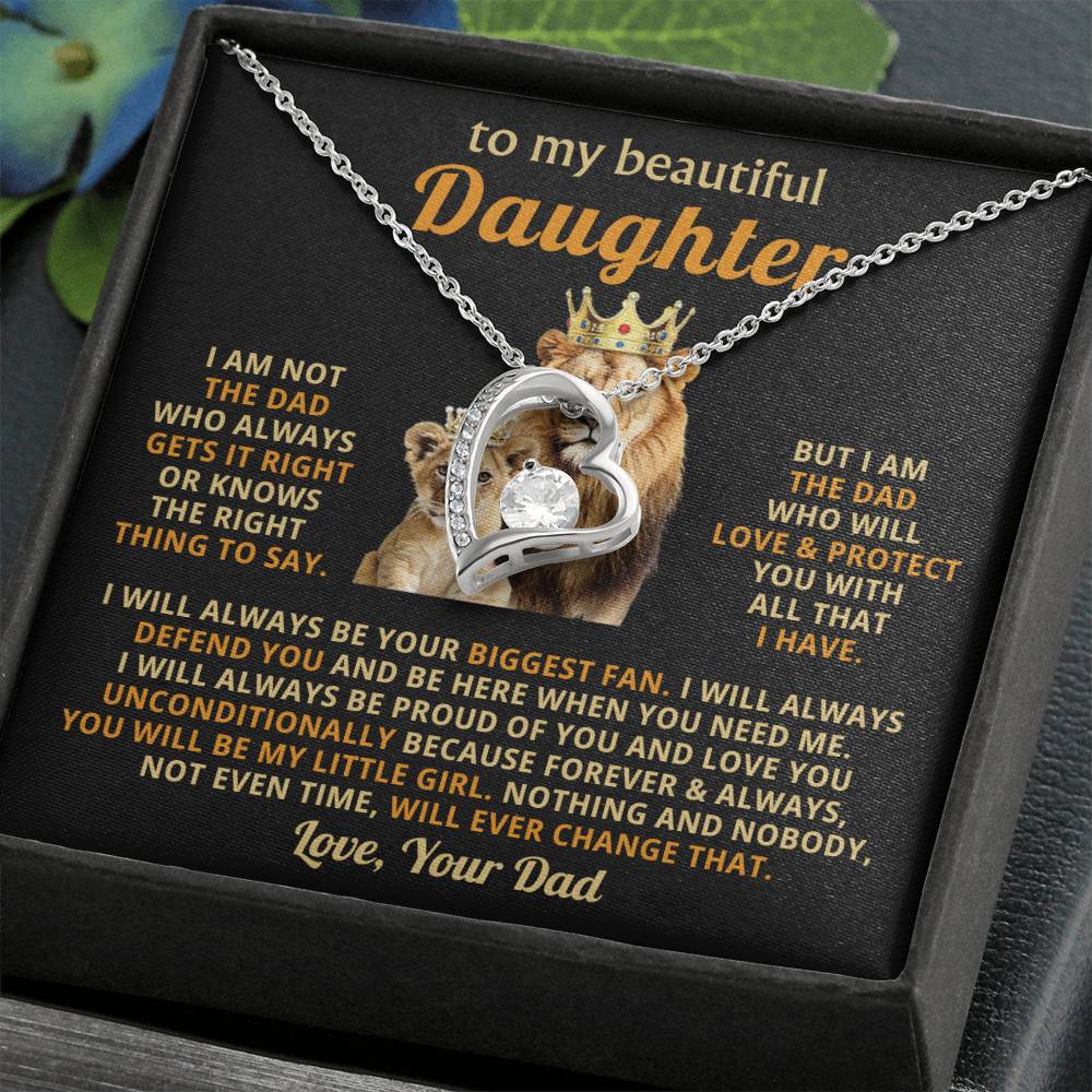 To My Daughter Necklace - Beautiful Daughter Jewelry for Birthday & Proud Dad Moments - Forever Love Necklace