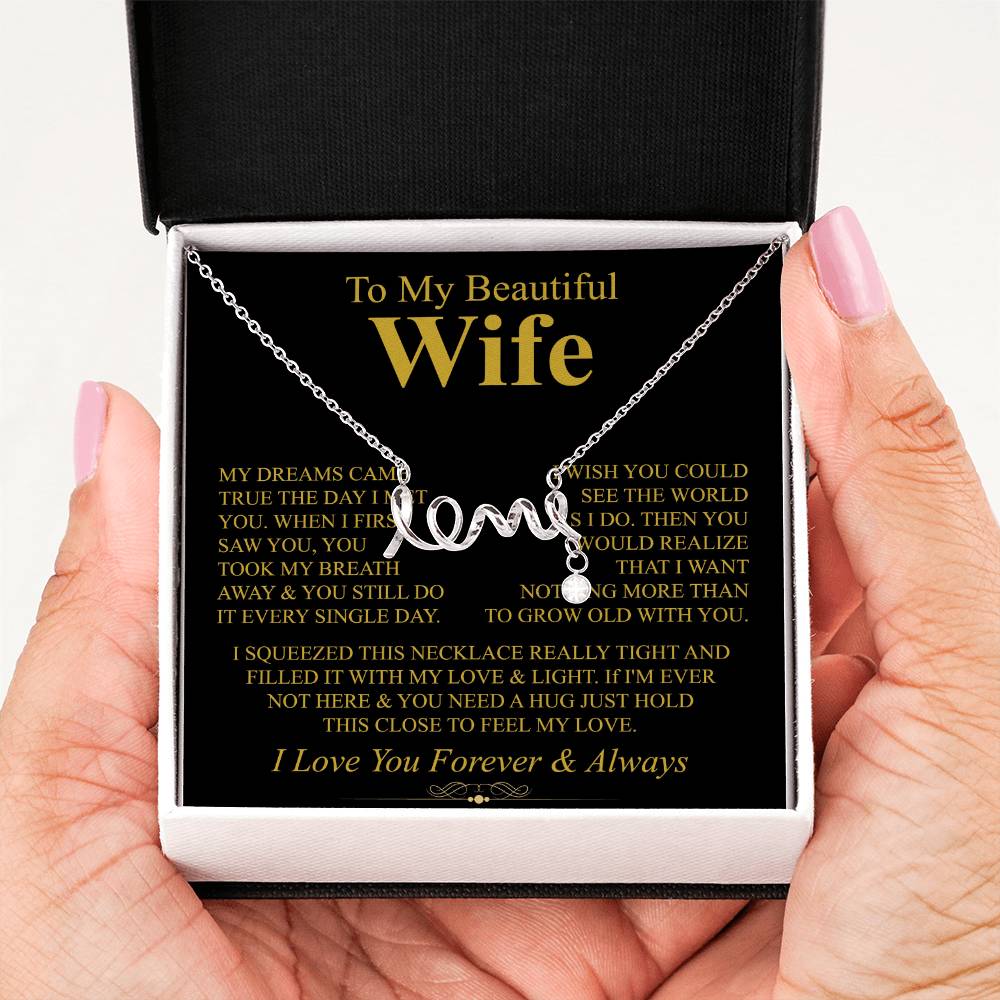 Perfect Gift for Wife - Meaningful Jewelry from Husband for Any Occasion Including Valentine’s Day - Scripted Love Necklace