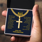 To Our Son - Son Gift from Mom and Dad - Artisan Cross with Cuban Link Chain