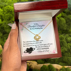 Love Knot Necklace for Daughter, Wedding Day Gift, Elegant Jewelry Keepsake with Heartfelt Message, To Our Beautiful Daughter