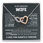 To My Wife Necklace - Surprise Gift from Husband for Birthday, Valentine’s Day & Anniversary - Interlocking Hearts Necklace
