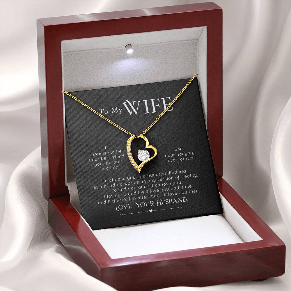To My Wife Necklace - Emotional Jewelry Gift for Wife from Husband to Celebrate Love Every Day - Forever Love Necklace