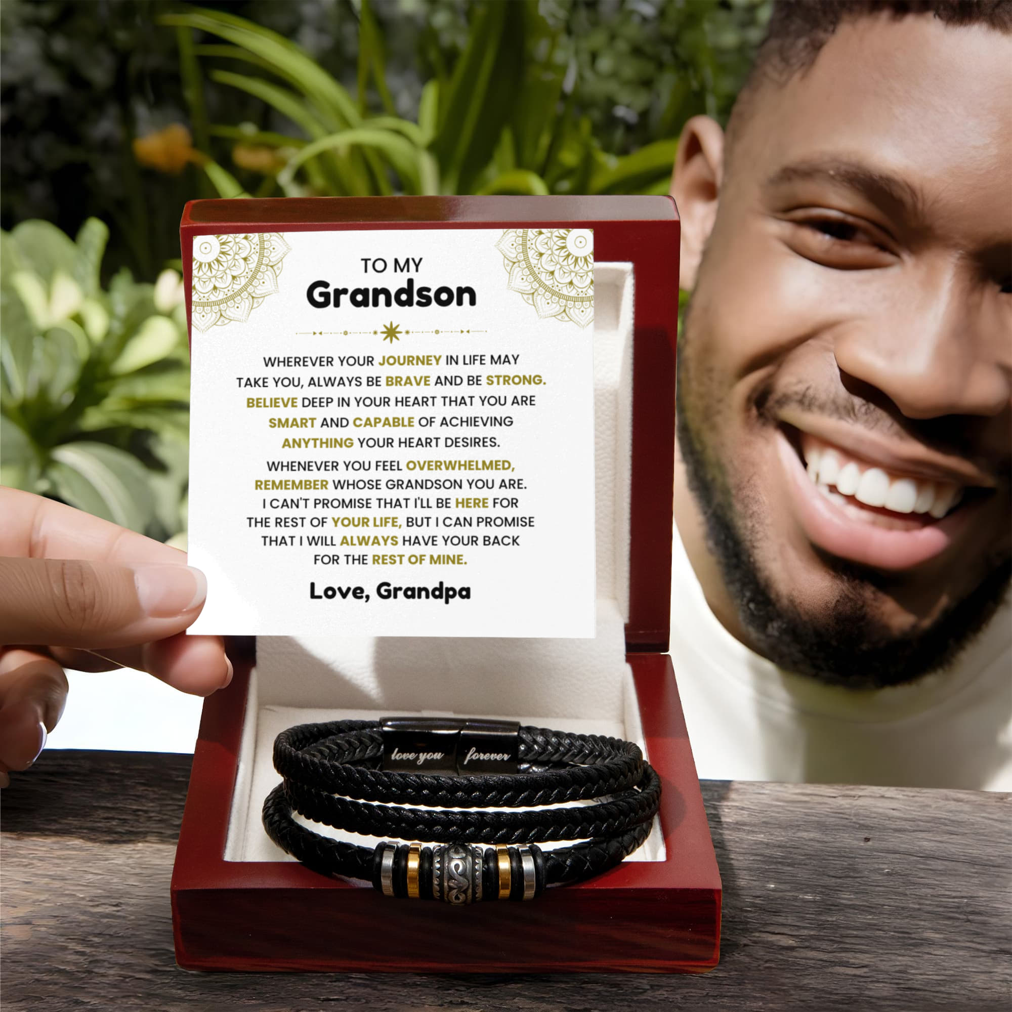 To My Grandson - Gift for Grandson from Grandpa - Never forget that I love you - Love You Forever Bracelet