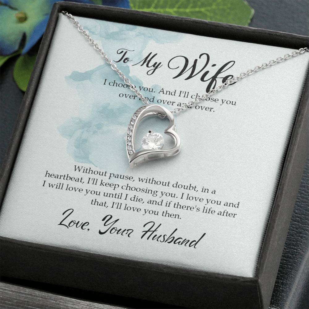 To My Wife Necklace - Special Love Jewelry for Wife from Husband for Birthday, Anniversary & Valentine’s Day - Forever Love Necklace
