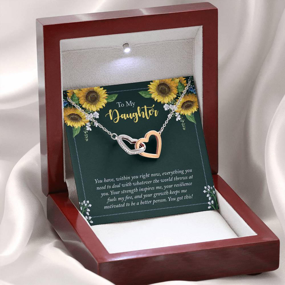 To My Daughter Necklace – Holiday Gift for Daughter Graduation – Interlocking Hearts Necklace