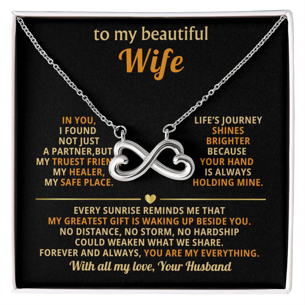 To My Wife Necklace - Romantic Jewelry Gift from Husband for Anniversary, Birthday & Valentine’s Day Surprise Moments - Endless Love Necklace