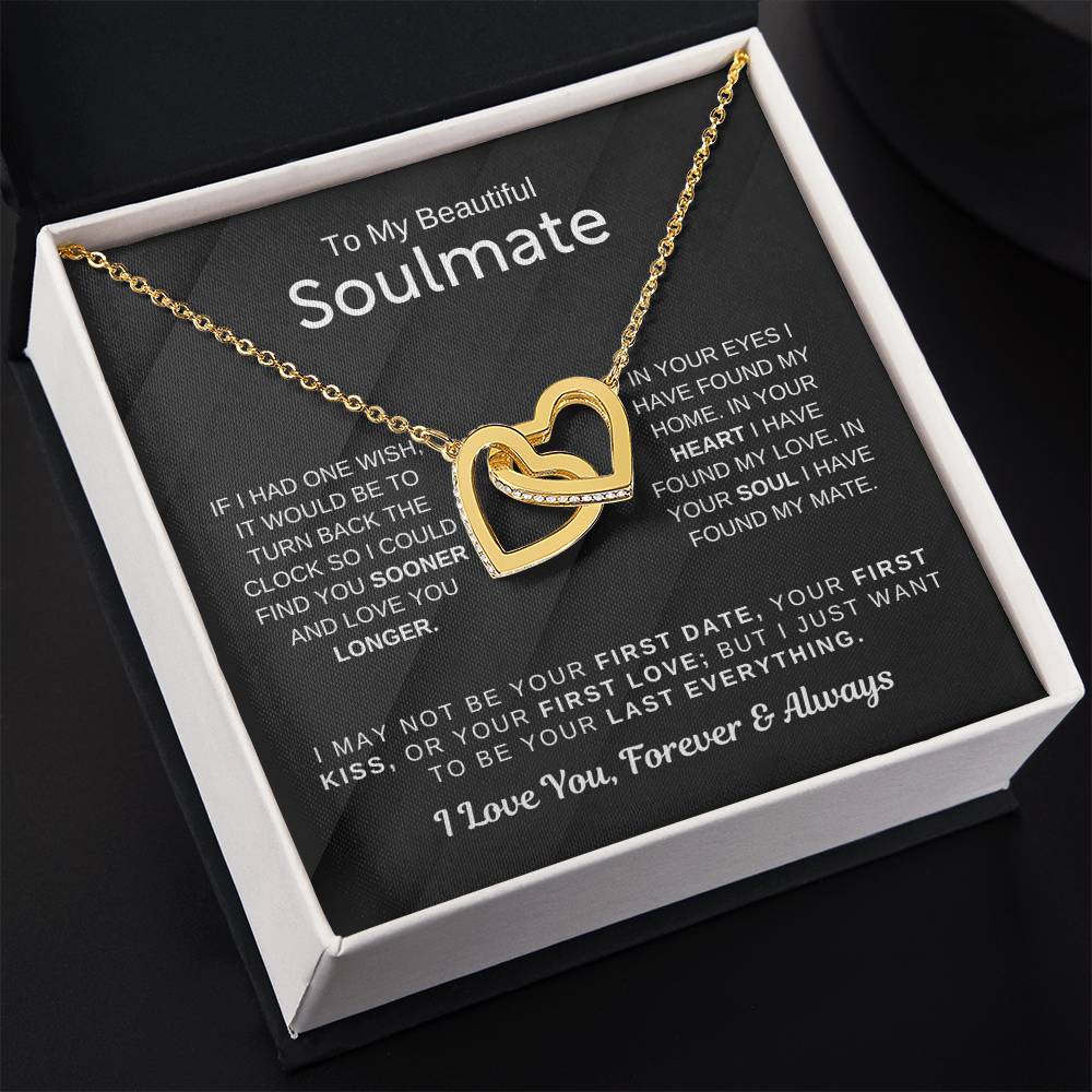 To My Beautiful Soulmate Necklace - Soulmate Necklace Gift for Surprises & Love Moments - Interlocking Hearts Necklace
