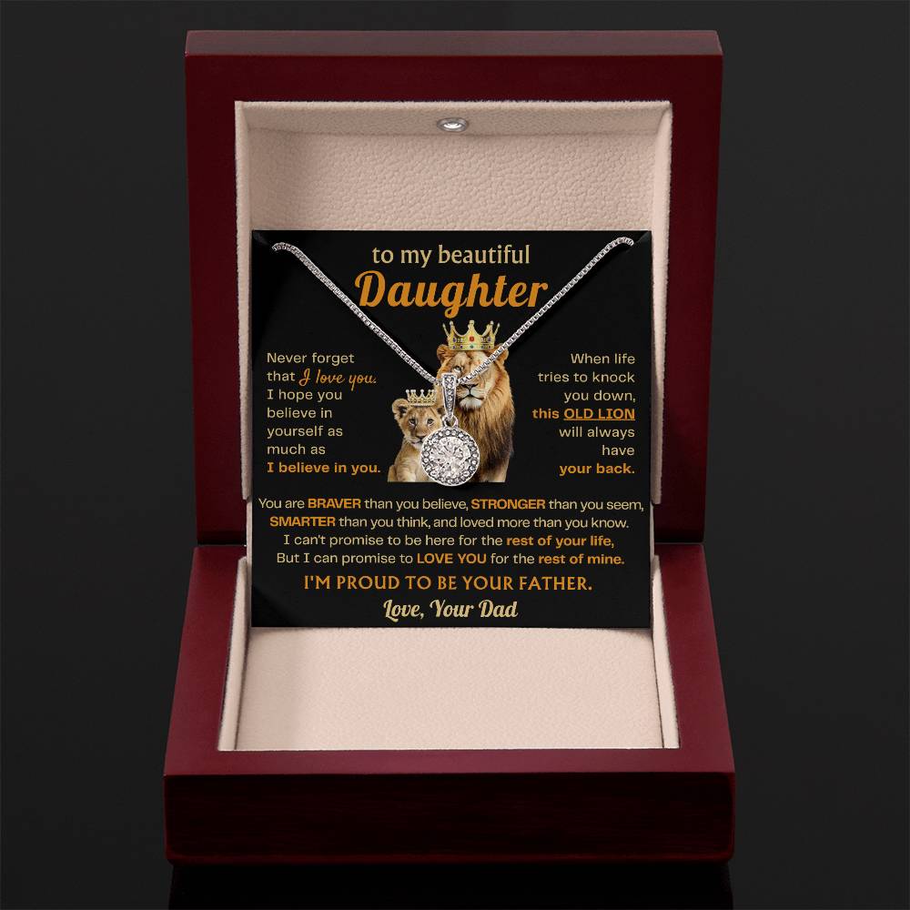 To My Beautiful Daughter Necklace - Gift for Daughter from Dad for Christmas, Graduation, Birthday & Valentine's Day - Eternal Hope Necklace