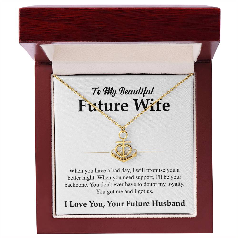 Future Wife Gift - Beautiful Necklace for Girlfriend for Birthday, Christmas & Romantic Moments - Anchor Pendant Necklace