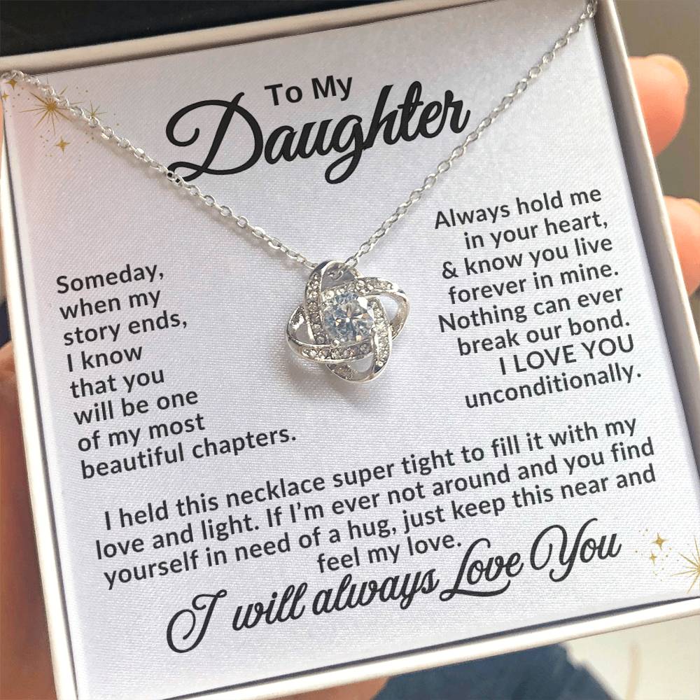 To My Daughter Necklace – Daughter Birthday & Graduation Jewelry Surprise – Love Knot Necklace