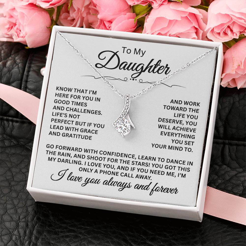 To My Daughter Necklace – Daughter Necklace for Graduation & Birthday Events – Alluring Beauty Necklace