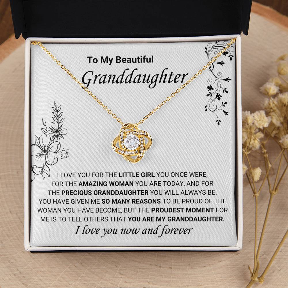 To My Granddaughter Necklace – Jewelry for Granddaughter’s Birthday & Graduation Milestones – Love Knot Necklace
