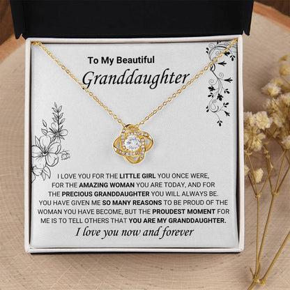 To My Granddaughter Necklace – Jewelry for Granddaughter’s Birthday & Graduation Milestones – Love Knot Necklace