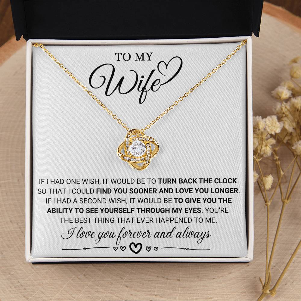 To My Wife Necklace - Sweet Emotional Gift for Wife from Husband on Birthday, Anniversary & Valentine’s Day - Love Knot Necklace