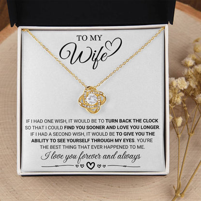 To My Wife Necklace - Sweet Emotional Gift for Wife from Husband on Birthday, Anniversary & Valentine’s Day - Love Knot Necklace