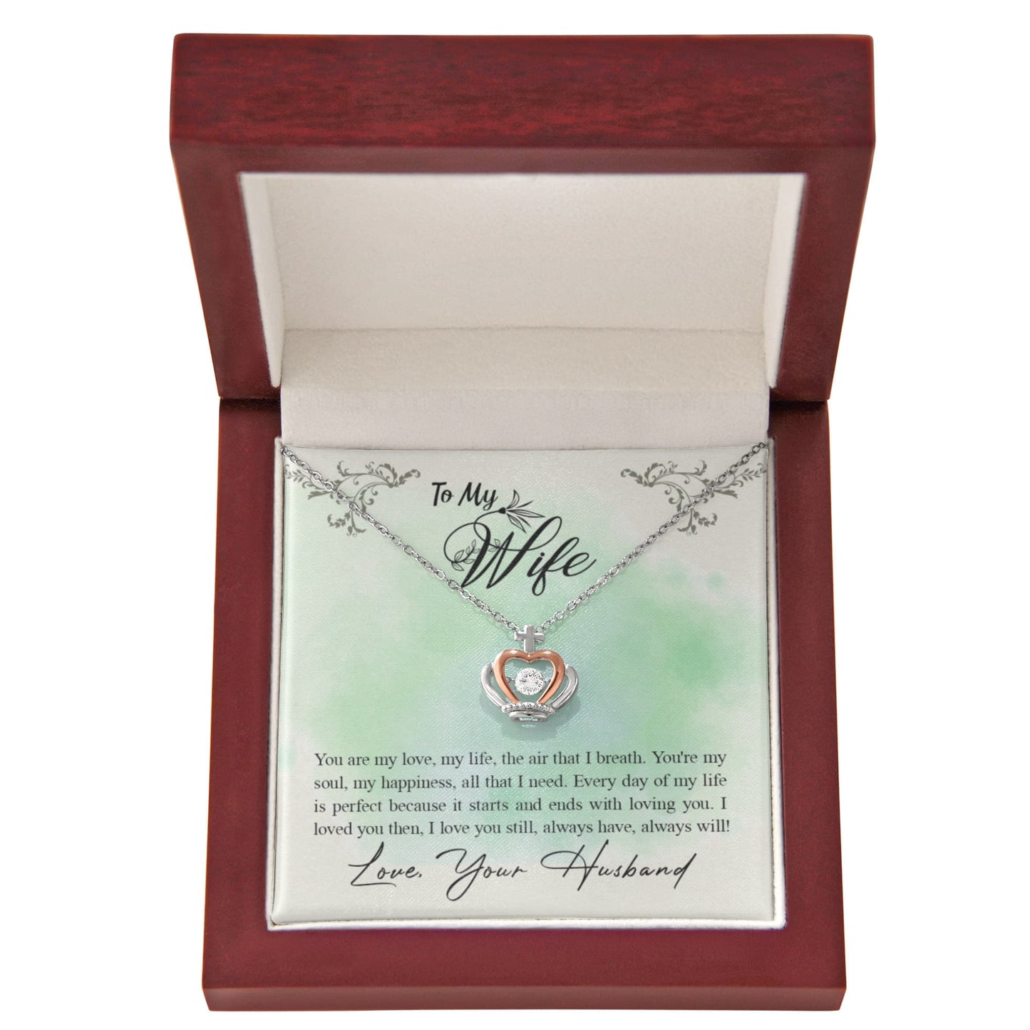 To My Wife Necklace - Romantic Jewelry Gift for Birthday - Crown Pendant Necklace