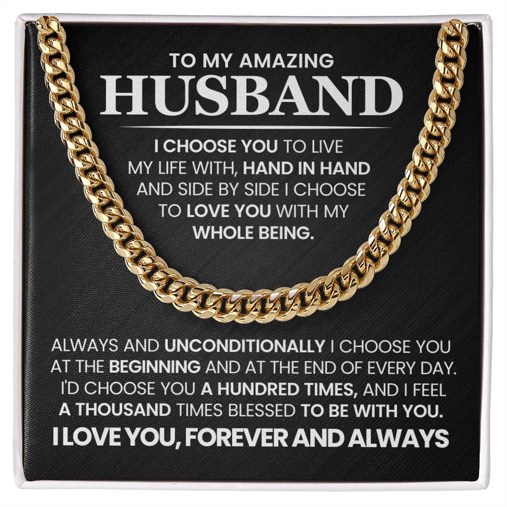 Gift for Husband from Wife - I Choose You - Cuban Link Chain