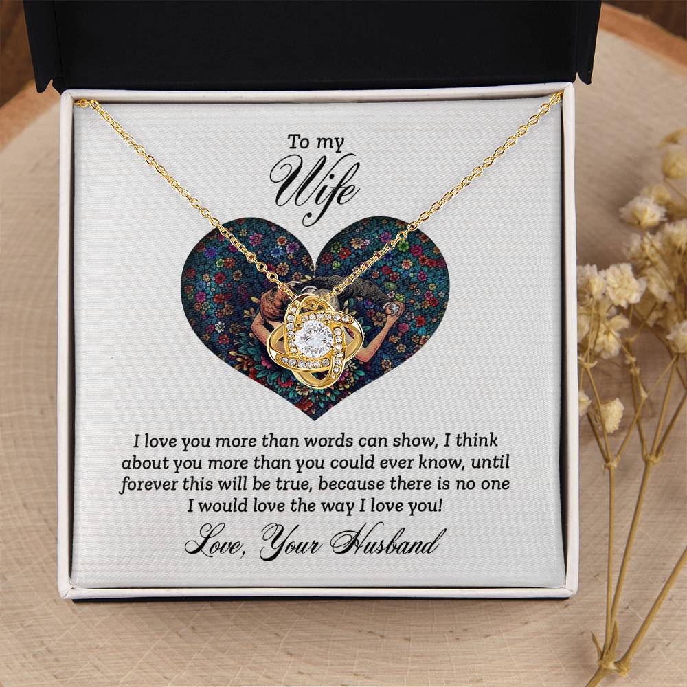 To My Wife Necklace - Special Love Jewelry for Wife from Husband for Birthday, Anniversary & Valentine’s Day - Love Knot Necklace