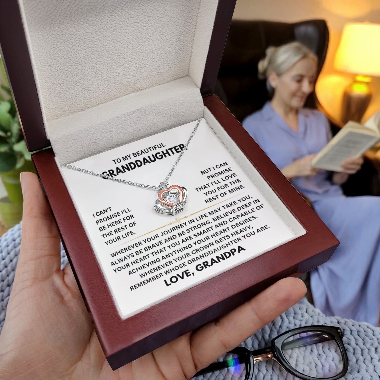 To My Granddaughter Necklace – Holiday Gift for Granddaughter Graduation from Grandpa – Crown Pendant Necklace