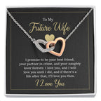 Future Wife Jewelry Gift - Long Lasting Romantic Necklace for Celebrating Love & Upcoming Marriage - Interlocking Hearts Necklace