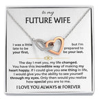 Future Wife Necklace - Romantic Jewelry Gift for Girlfriend for Valentine’s Day, Birthday & Proposal Celebrations - Interlocking Hearts Necklace
