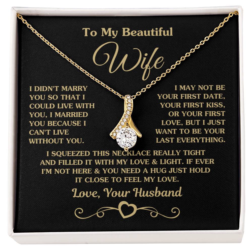 To My Beautiful Wife Necklace - Romantic Husband to Wife Jewelry for Birthday, Valentine’s Day & Special Celebrations - Alluring Beauty Necklace