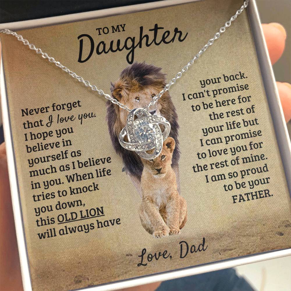 To My Daughter Necklace - Beautiful Daughter Jewelry for Birthday & Proud Dad Moments - Love Knot Necklace