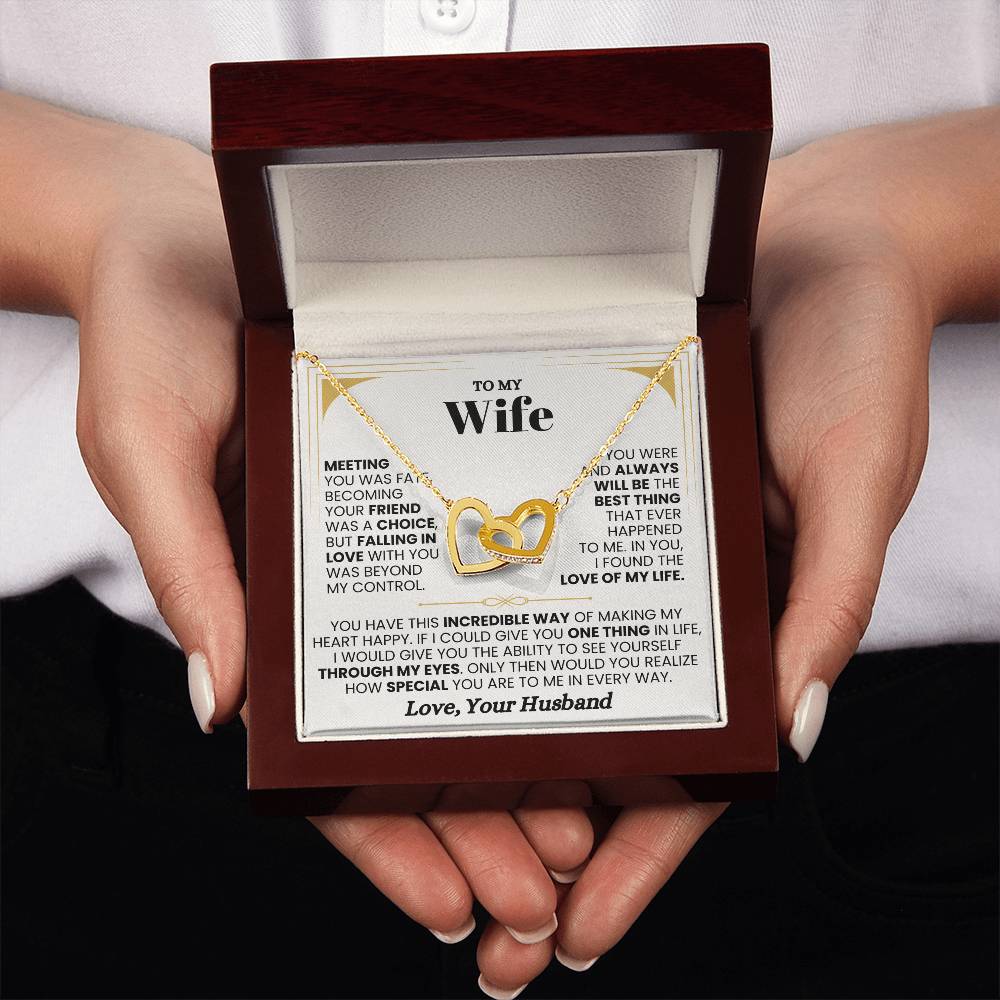 To My Wife Necklace - Perfect Romantic Gift from Husband - Interlocking Hearts Necklace