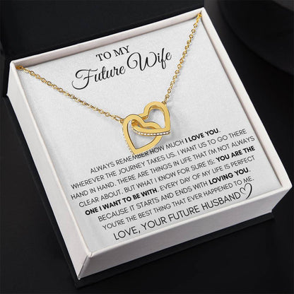 Future Wife Gift - Beautiful Necklace for Girlfriend for Birthday, Christmas & Romantic Moments - Interlocking Hearts Necklace