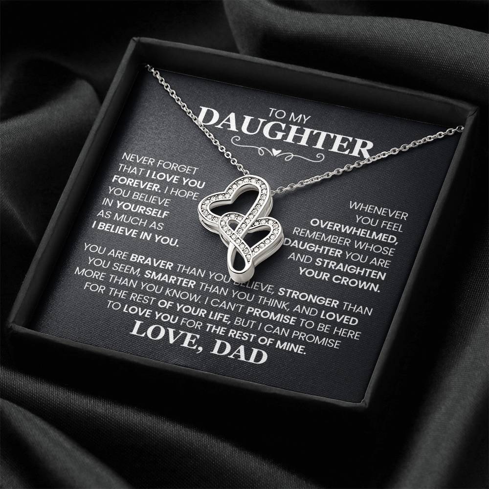 To My Daughter - Straighten Your Crown - Heart-to-heart Pendant Necklace Gift from Dad