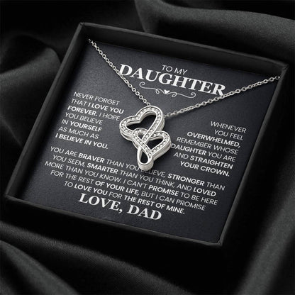 To My Daughter - Straighten Your Crown - Heart-to-heart Pendant Necklace Gift from Dad