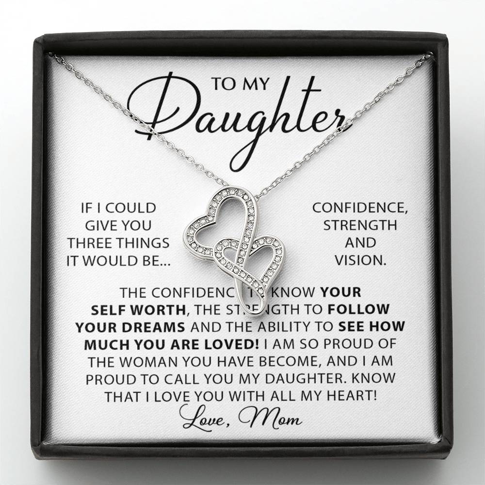 To My Daughter Necklace – Daughter Birthday Graduation Keepsake from Mom – Heart-to-heart Pendant Necklace