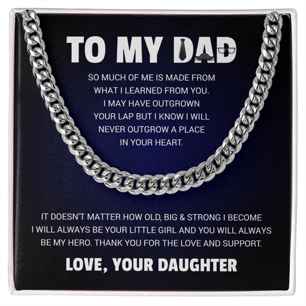 To My Dad Necklace Gift from Daughter - Cuban Link Chain