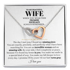 To My Wife Necklace - Soulmate Jewelry Gift from Husband for Birthday, Anniversary & Valentine’s Day - Interlocking Hearts Necklace