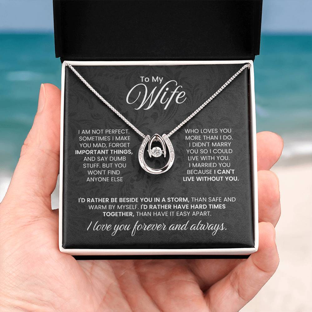 To My Wife Necklace - Emotional Jewelry Gift for Wife from Husband to Celebrate Love Every Day - Lucky In Love Necklace