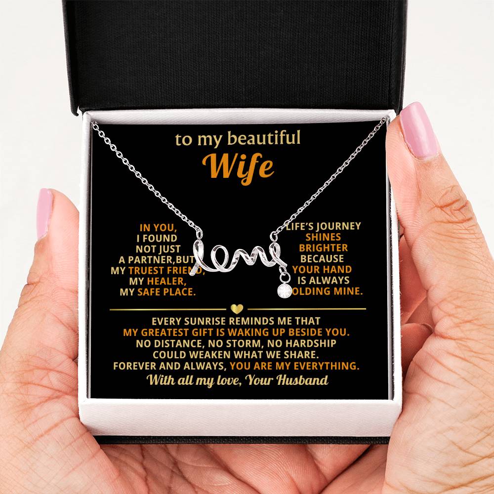 To My Wife Necklace - Romantic Gift for Anytime Love - Scripted Love Necklace