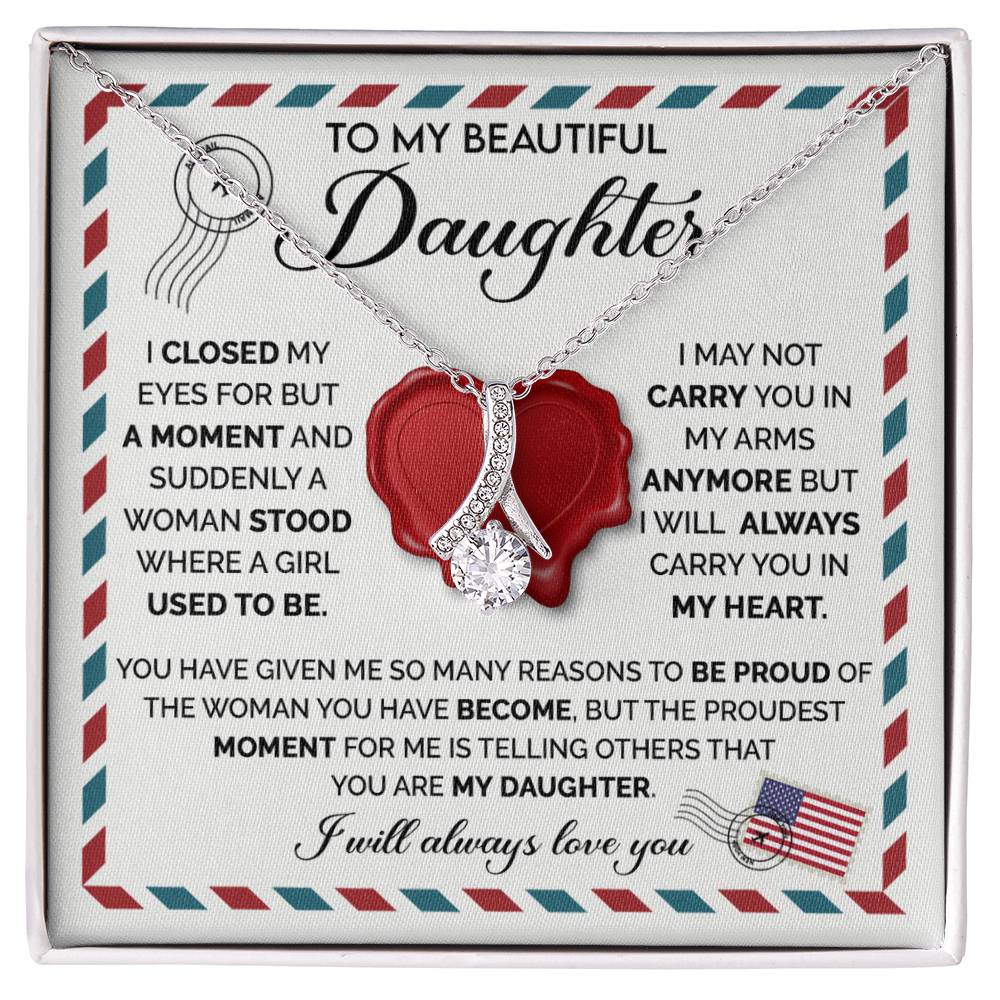 To My Daughter Necklace – Daughter Gift for Birthday Graduation Achievements – Alluring Beauty Necklace