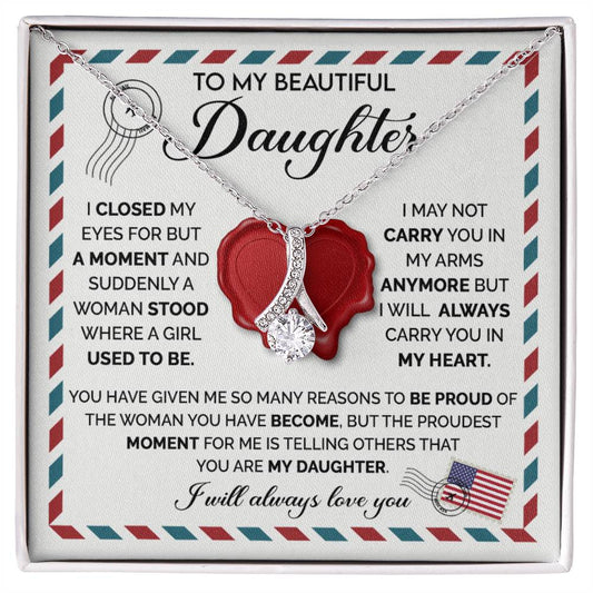 To My Daughter Necklace – Daughter Gift for Birthday Graduation Achievements – Alluring Beauty Necklace
