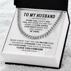 To My Husband Necklace - Stand Tall, Even If You Fall - Cuban Link Chain Gift from Wife