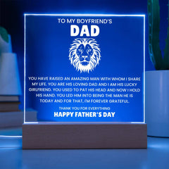 Acrylic Plaque Light-Up Gift, Father’s Day Present, Loving Tribute for Boyfriend’s Dad, Meaningful Keepsake, Appreciation Gift
