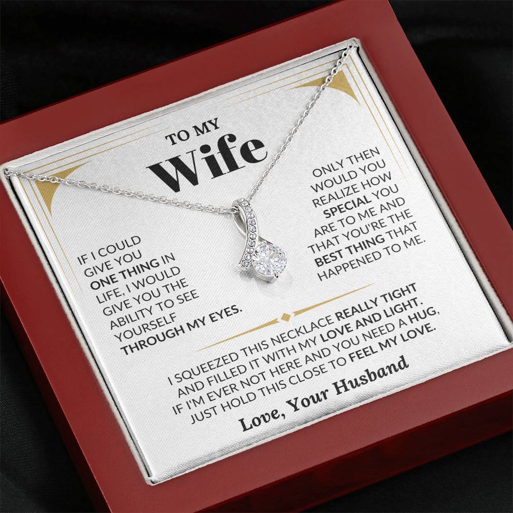 To My Beautiful Wife Necklace - Romantic Anniversary & Valentine’s Day Jewelry Gift from Husband to Wife - Alluring Beauty Necklace