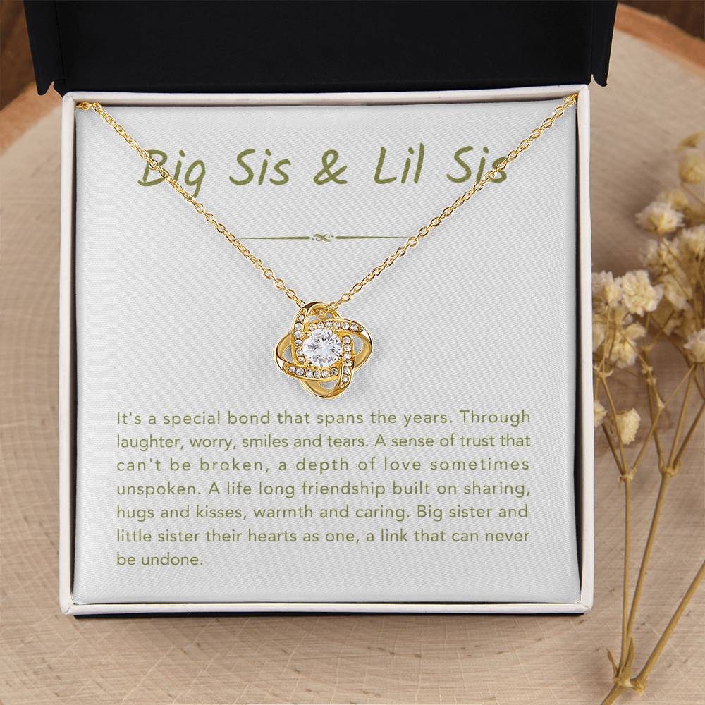 Big Sis & Lil Sis Necklace - It's a special bond that spans the years - Gift for Sisters - Love Knot Necklace