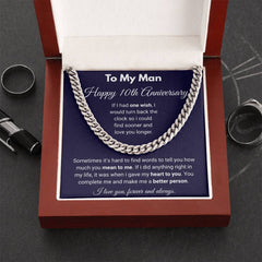10 Year Anniversary Necklace for Him, Meaningful Gift to Celebrate Love and Togetherness, Thoughtful Keepsake for a Decade of Memories, Happy 10th Anniversary