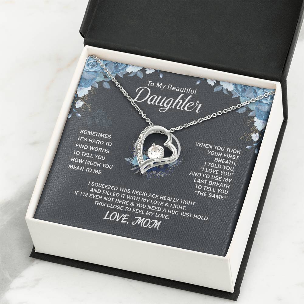 To My Daughter Necklace - Heartfelt Gift from Mom for Birthday, Graduation & Proud Mom Moments - Forever Love Necklace
