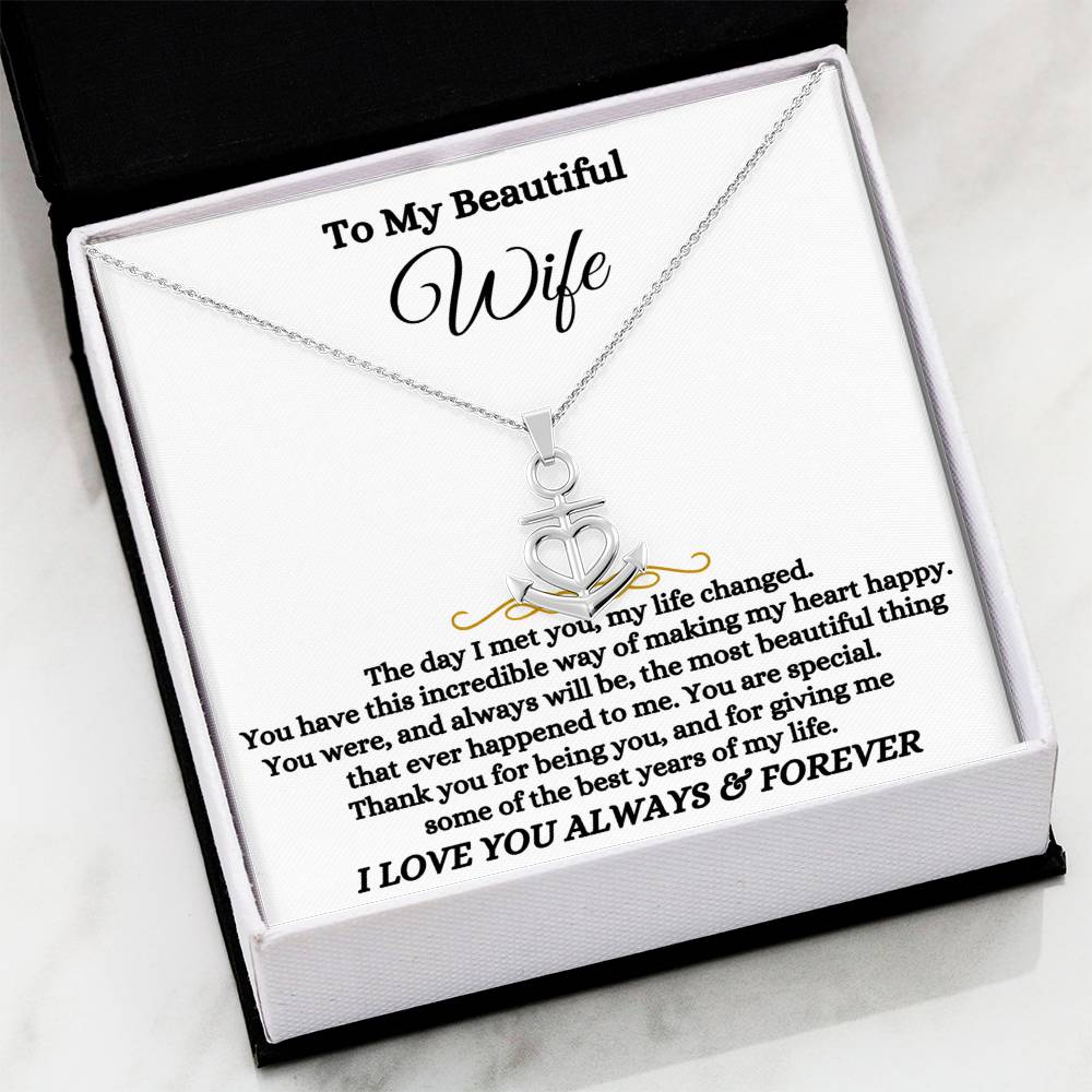 To My Wife Necklace - Anniversary Gift for Her - Birthday Christmas Gifts for Wife - Gifts for Soulmate - Gifts for Her - Anchor Pendant Necklace